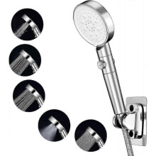 (silver, SIZE 4) Shower Head, High Pressure Shower Head With 5 Modes With Pause Switch On/stop - Black -CAN