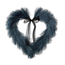 Faux Pampas Wreath,16.14 Inch Heart-shaped Autumn Door Wall Ornament, Christmas Artificial Wreath F 25-26s
