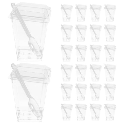 1 Set Dessertgläser Transparente Eisbecher Puddingbecher Mit Löffeln 2