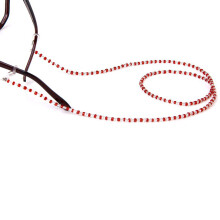3Stk 60Cm Kristallperlen Gehäkelte Brille Kette Rot+