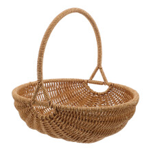 Handgeflechteter Vintage Picknickkorb Imitat Rattan Hellbraun