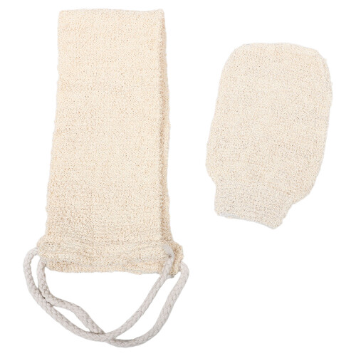 8 Peeling-Rückenschrubber Badehandschuhe Set Beige 2