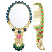 5 Sets Handhaltbare Vintage-Schminkspiegel Mit Pfauenmuster
