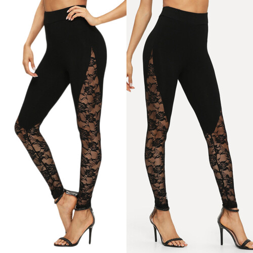 Damen-Leggings mit hoher Taille,-Schwarz S 2