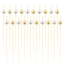 200 Stuks 12 Cm Cocktailprikjes Met Ronde Kralen 100 Goud 100
