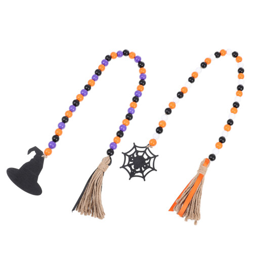 10 Halloween Holzperlenkette Mit Quaste
