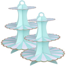 2Stk Papier Muffin Stand 3 Für Party Dessert Tablett
