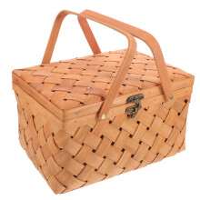Wood Woven Korb Mit Für Aufbewahrung Und Picknick