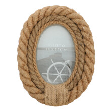 Beige Wooden Picture Frame Rope Retro Design for Home Display