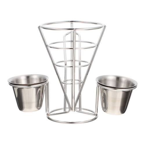 Conjunto De Suporte Para Batata Cone Aço Inoxidável Com