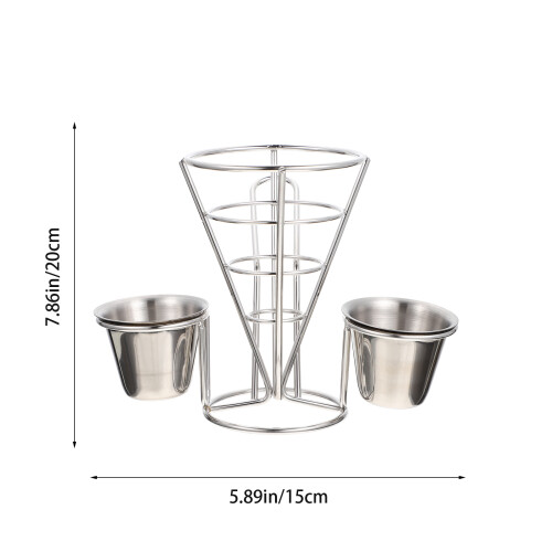 Conjunto De Suporte Para Batata Cone Aço Inoxidável Com 2