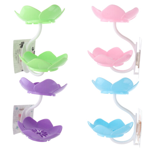 4Pcs Creative Flower Shape Wall-Mounted Soap Rack for Bathroom Storage