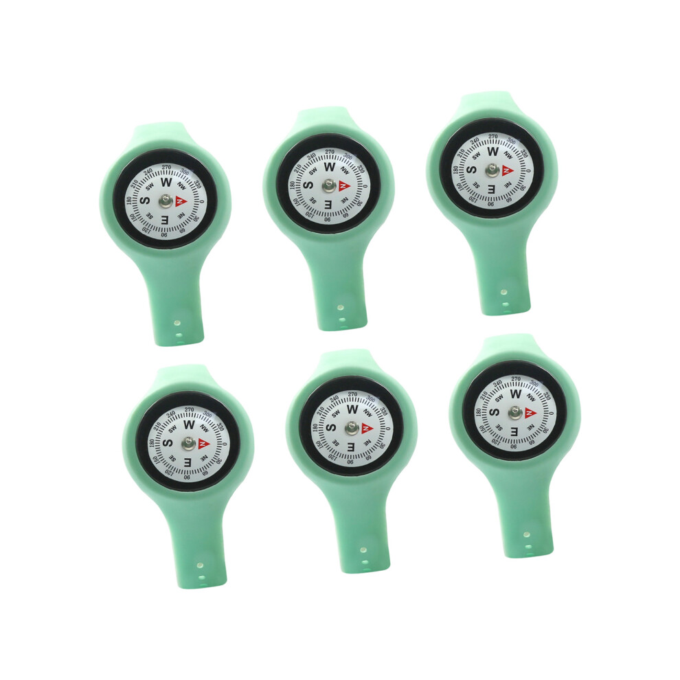 6Pcs Compacts Weight Student Compasses Watches High- Light/Green 7627000266712