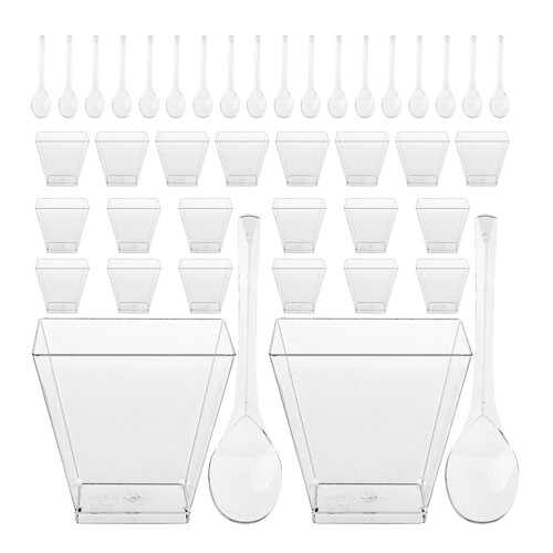 100 Sets Transparante Dessert Cuptjes Met Lepels 1