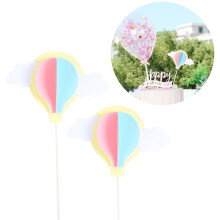 2Stk. White Cloud Heißluftballon 3D Papierschmuck Zum Aufhängen (Gelb)