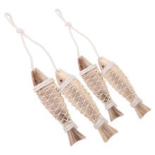 2 Strings Holzfisch Wanddekoration Mediterraner Vintage