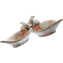 Bunny-Statue Keramik Tablett Hase Schmuck Aufbewahrung