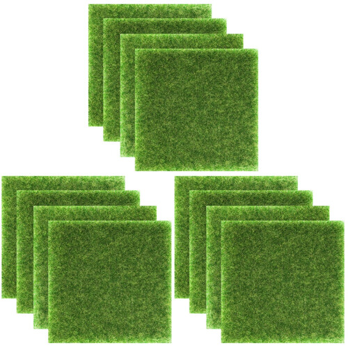 12Pcs Green Artificial Grass Pads for Rustic and Farmhouse Decor Use 1