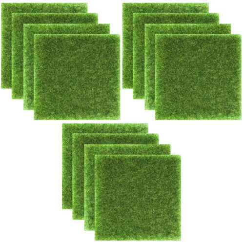 12Pcs Green Artificial Grass Pads for Rustic and Farmhouse Decor Use 2