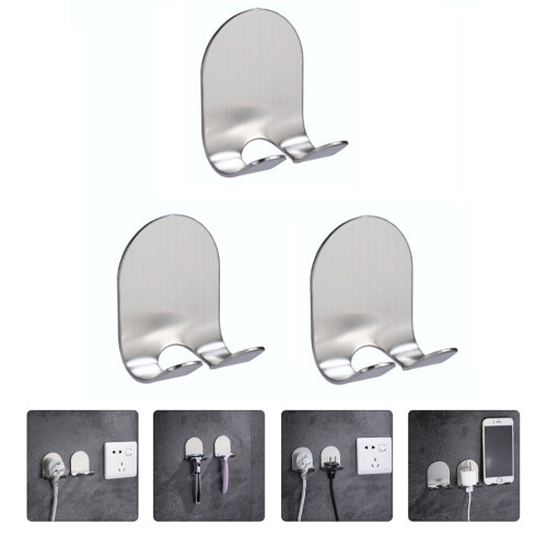3Pcs Self Adhesive Stainless Steel Hook Organizer 2