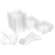 100Stk Quadratische Dessertteller Mit Löffeln 6,2X4,5X1,6Cm