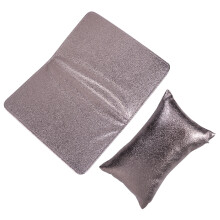 2Stk Pu-Leder Handauflage Und Kissen Faltbar Für Maniküre (Silber)