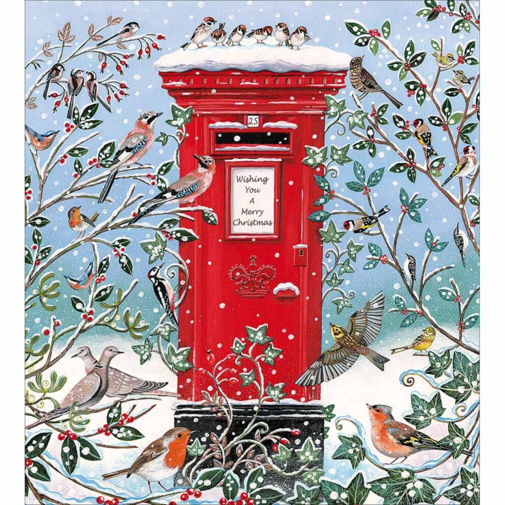 Woodmansterne Pack Of 5 Charity Christmas Cards Snowy Post Box Cards Multiple Charities