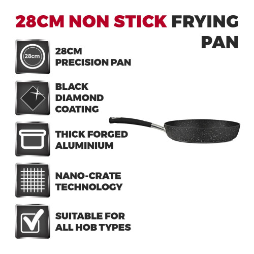 Tower Tower T900114 Precision 28cm Non-Stick Frying Pan, Black 1