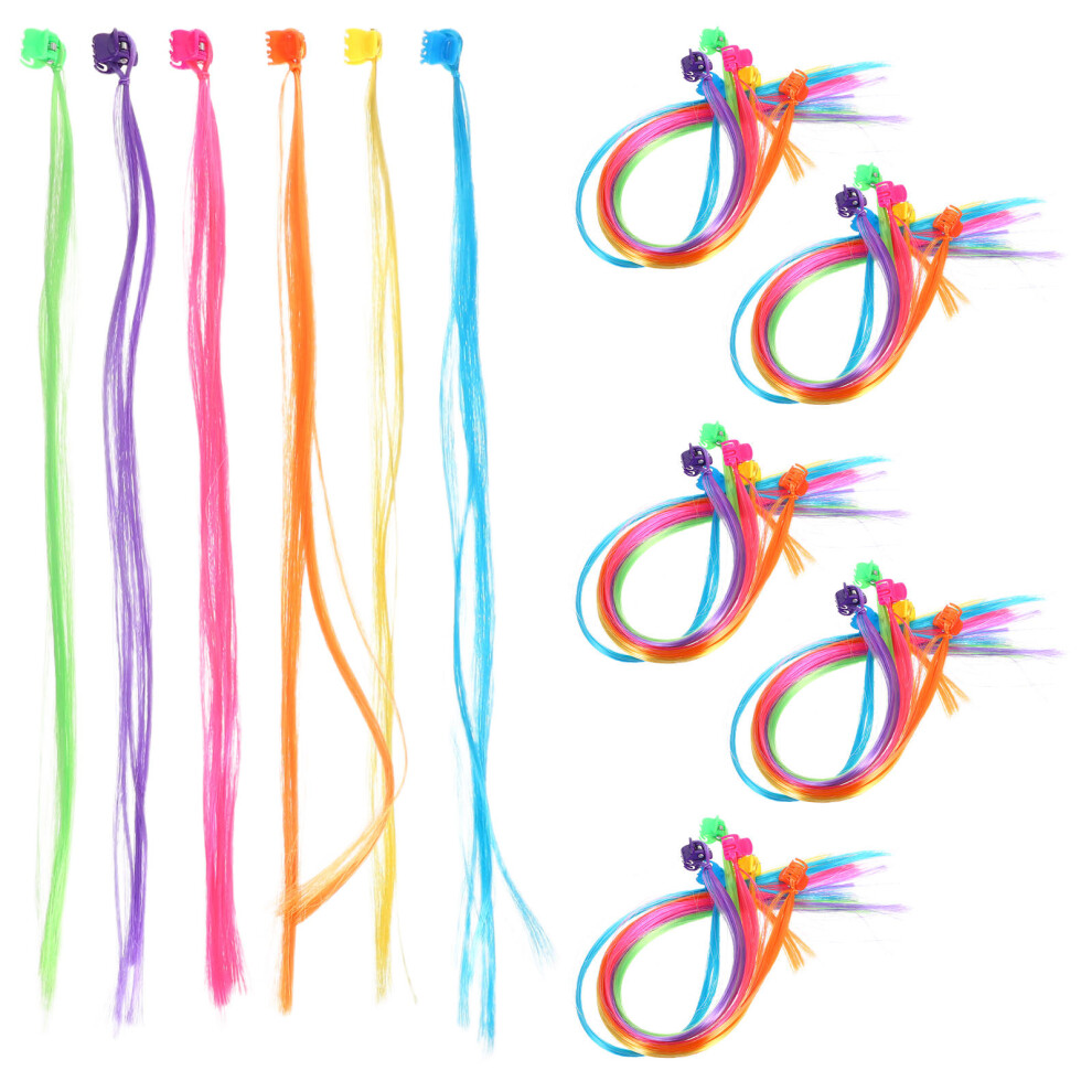 Villcase 36Pcs Clip In Hair Extensions For Kids Colorful Braiding Pieces