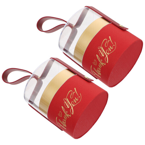 2St Elegante Cylinder Candy Box Rood Voor Feest En Bruiloft