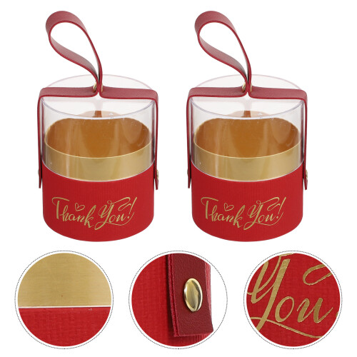 2St Elegante Cylinder Candy Box Rood Voor Feest En Bruiloft 2