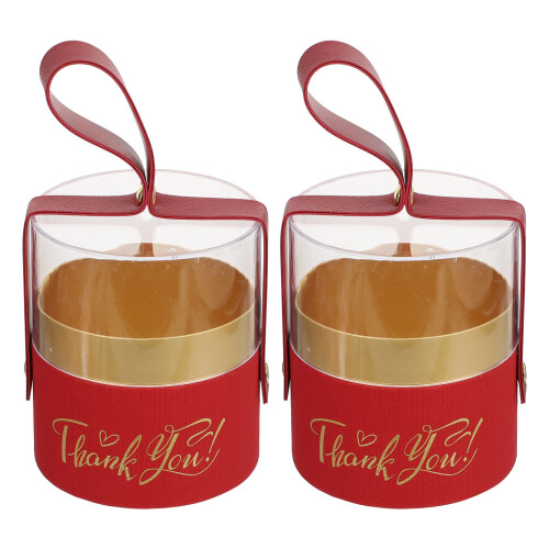 2St Elegante Cylinder Candy Box Rood Voor Feest En Bruiloft 1