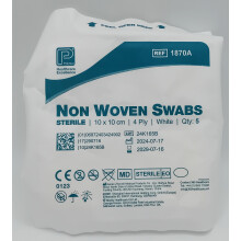 Non Woven Swabs 1870A Sterile 4 Ply 10cm x 10cm (5's) X40 - REF: PM1870A