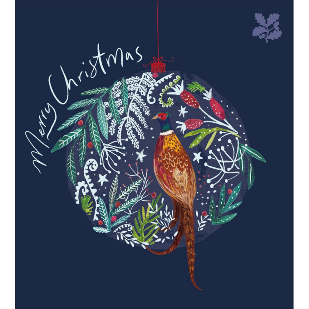Woodmansterne Pack Of 5 Charity Christmas Cards Pheasant Bauble Cards National Trust Charity