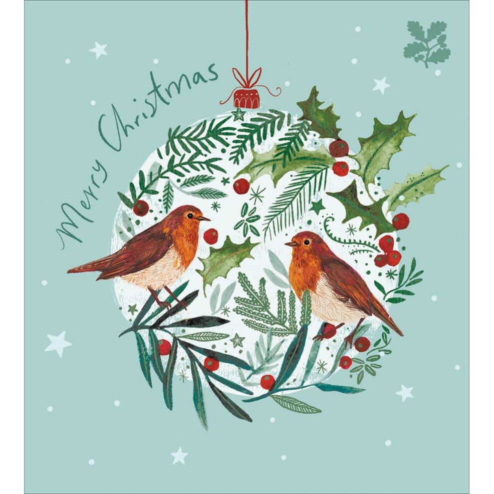 Woodmansterne Pack Of 5 Charity Christmas Cards Robin Bauble Cards The National Trust Charity