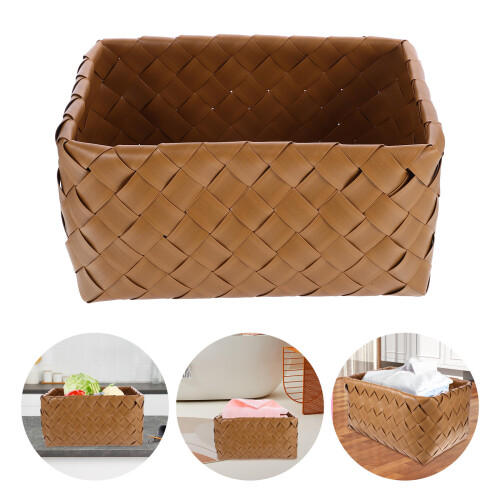Multipurpose Plastic Woven Basket for Home Desktop Sundries 2
