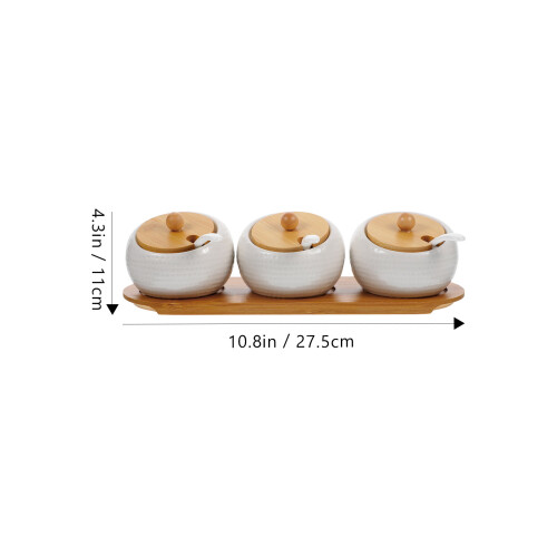 1Set Ceramic Condiment Containers White Kitchen Seasoning Jars 1
