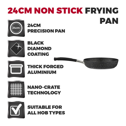 Tower Tower T900113 Precision 24cm Non-Stick Frying Pan, Black 1