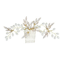 1 Braut Legierung Blatt Haarkamm Handgemachter Haarschmuck Gold