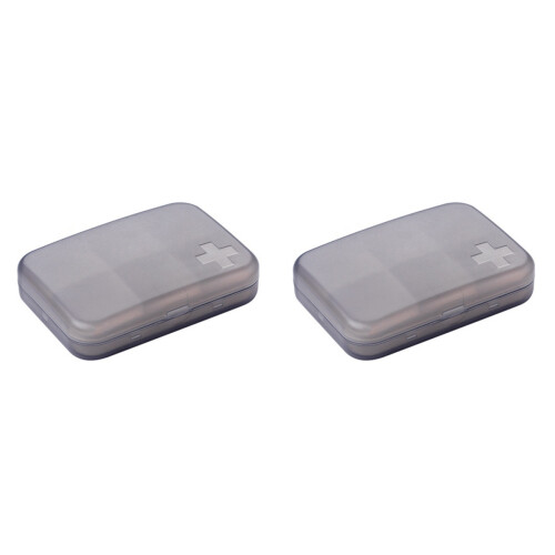 4 Multifunktionale Pillenbox Mit 6 Fächern Tragbar (Grau) 1