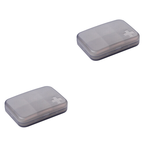 4 Multifunktionale Pillenbox Mit 6 Fächern Tragbar (Grau) 2