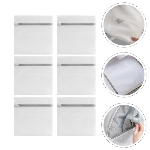 6St Witte Waszakken Set Mesh Polyester Wasmachine Bescherming 1