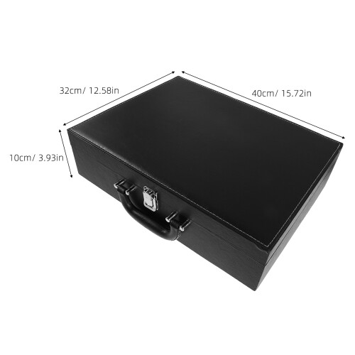 Zwarte PU Mahjong Spelletjes Bewaarbox Met Handvat Compact 1