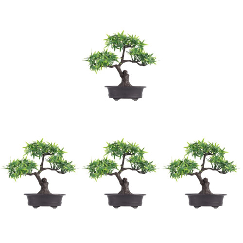 4 Pezzi Bonsai In Miniatura Realistico In Vaso Per 1
