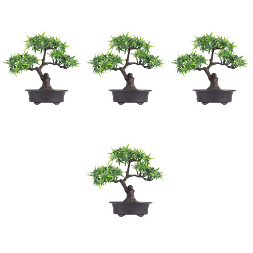 4 Pezzi Bonsai In Miniatura Realistico In Vaso Per 2