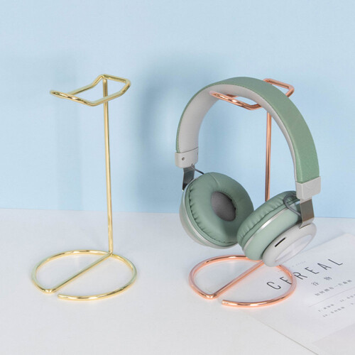 1Pc Practical Golden Alloy Headset Bracket Stable Holder for Desk Use 2