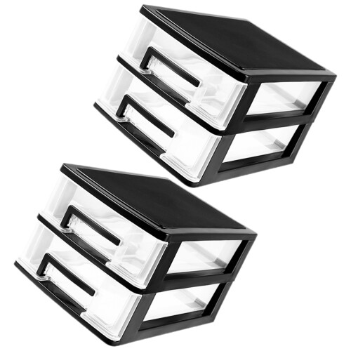 2St Compacte Opbergdoos Met Lade Voor Desktop En Sundries