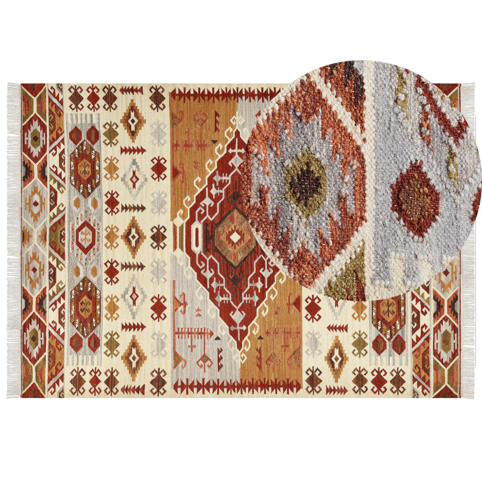 Rug PROSHYAN Multicolour 200 x 300 cm Wool Kilim-image-OPC-PCWHCQ7-NEW