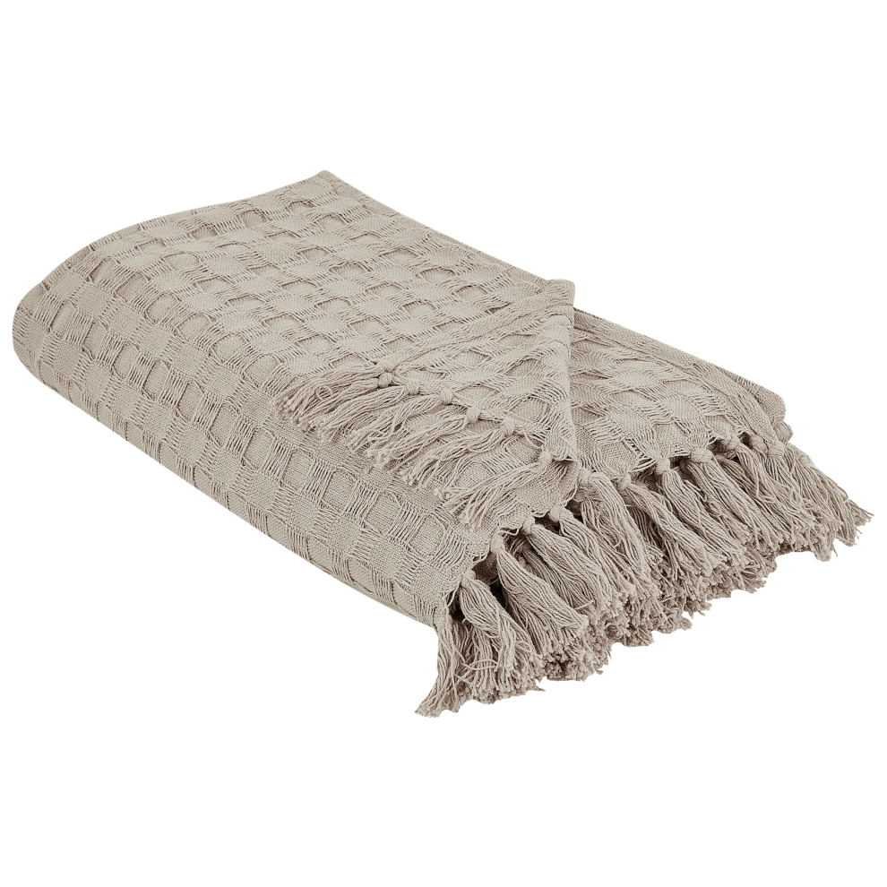 Beliani Bedspread Bere Cotton 200 X 220 Cm Taupe