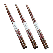 3Pairs Red Wooden Chopsticks Pointed Head Reusable Home Use
